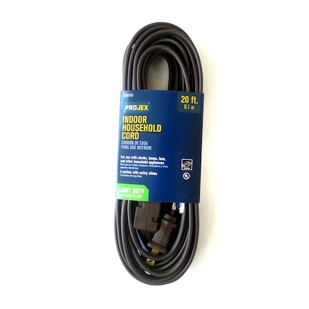 Projex SPT-2 Extension Cord, 16 AWG, Indoor, 16/2, 3 Outlets, Brown, PVC, 20 ft IN162PT220BRP